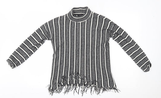 Topshop Womens Grey Striped  Pullover Jumper Size 10