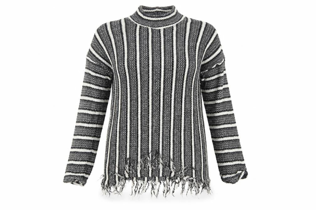 Topshop Womens Grey Striped  Pullover Jumper Size 10