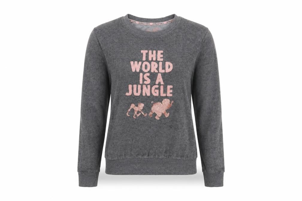 Primark Womens Grey   Pullover Jumper Size XS  - loungewear, the world is a jungle