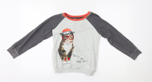 NEXT Girls Grey   Pullover Jumper Size 9 Years  - this is my happy face