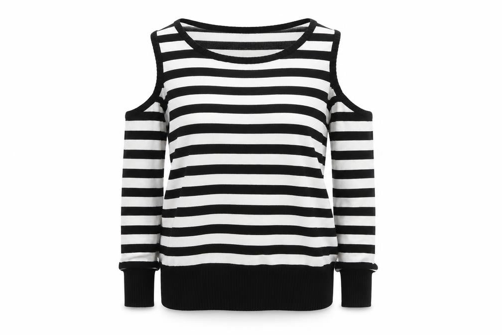 rebel rebel Womens White Striped  Pullover Jumper Size 12  - shoulder cut outs