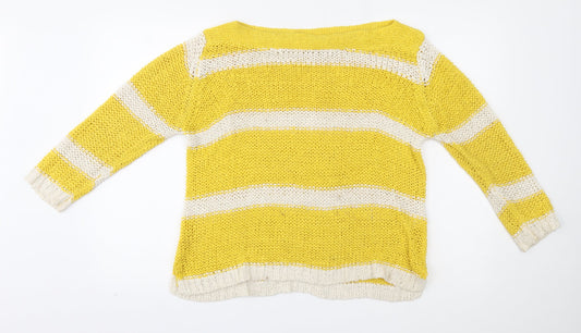 encuentro Womens Yellow Striped  Pullover Jumper Size M