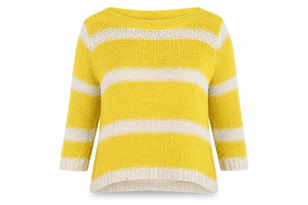 encuentro Womens Yellow Striped  Pullover Jumper Size M