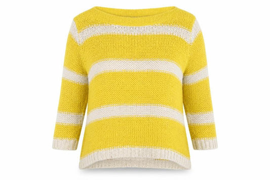 encuentro Womens Yellow Striped  Pullover Jumper Size M