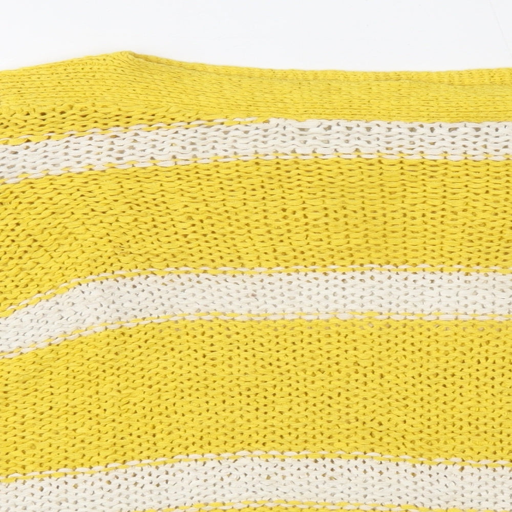 encuentro Womens Yellow Striped  Pullover Jumper Size M