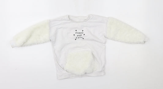 George Girls White   Pullover Sweatshirt Size 2-3 Years  - happy and cute