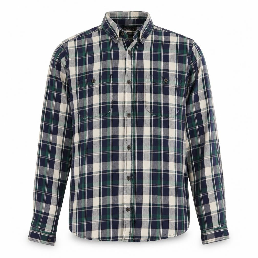 Peacocks Mens Blue Plaid   Button-Up Size M