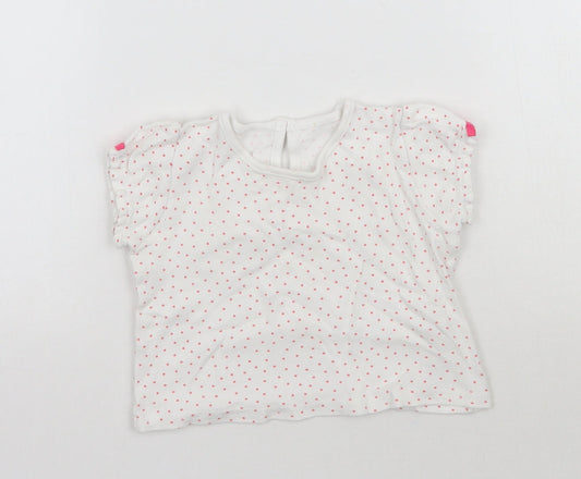George Baby White Polka Dot  Basic T-Shirt Size 9-12 Months
