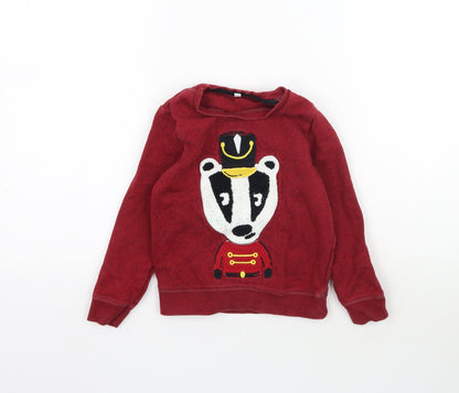 Preloved Marks and Spencer Girls Red Batik  Pullover Sweatshirt Size 3-4 Years  - Unisex - Front