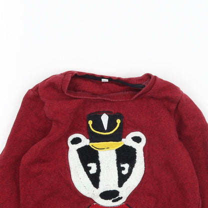 Preloved Marks and Spencer Girls Red Batik  Pullover Sweatshirt Size 3-4 Years  - Unisex - Detail