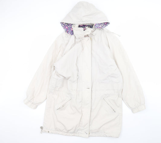 Elegance Womens White   Parka Coat Size S