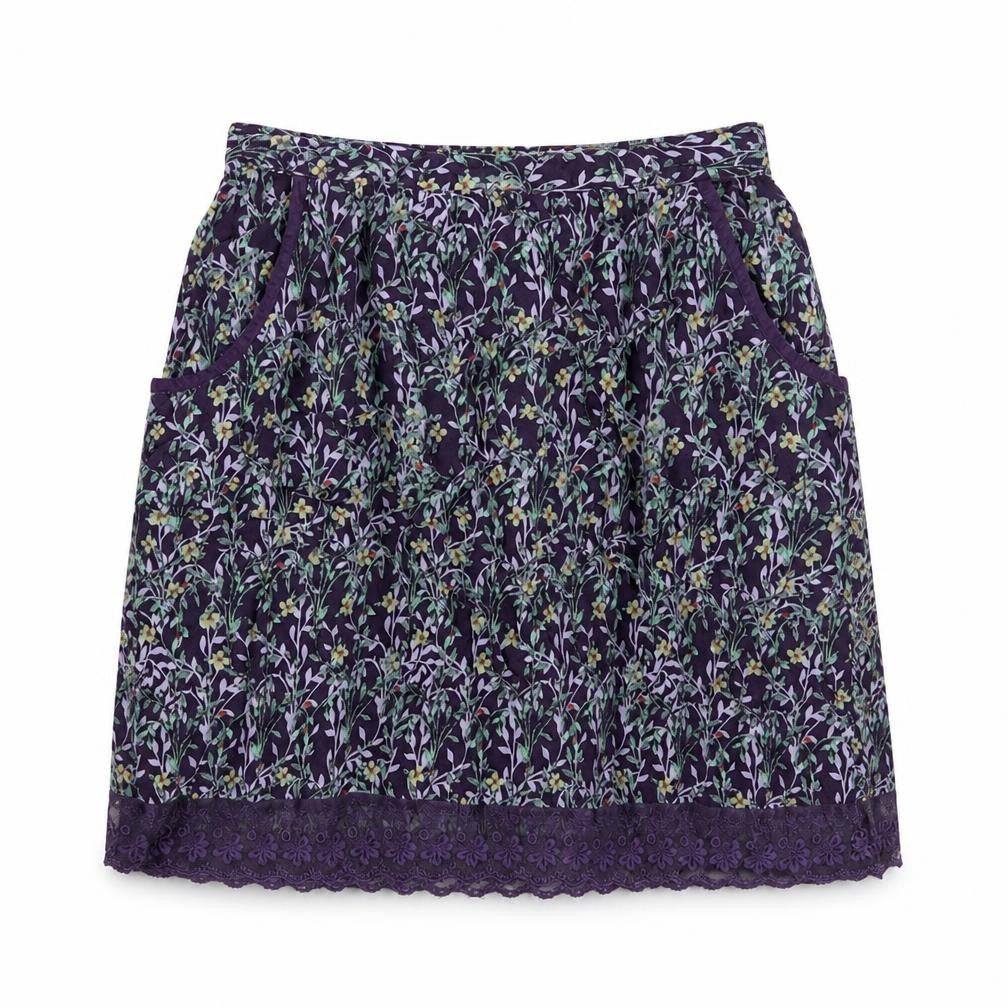 Marks & Spencer Womens Purple Floral  A-Line Skirt Size 8