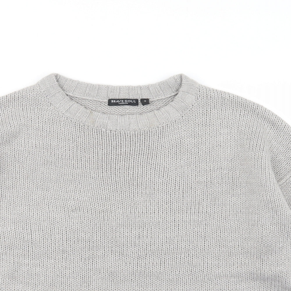 Brave Soul Womens Grey  Knit Pullover Jumper Size S