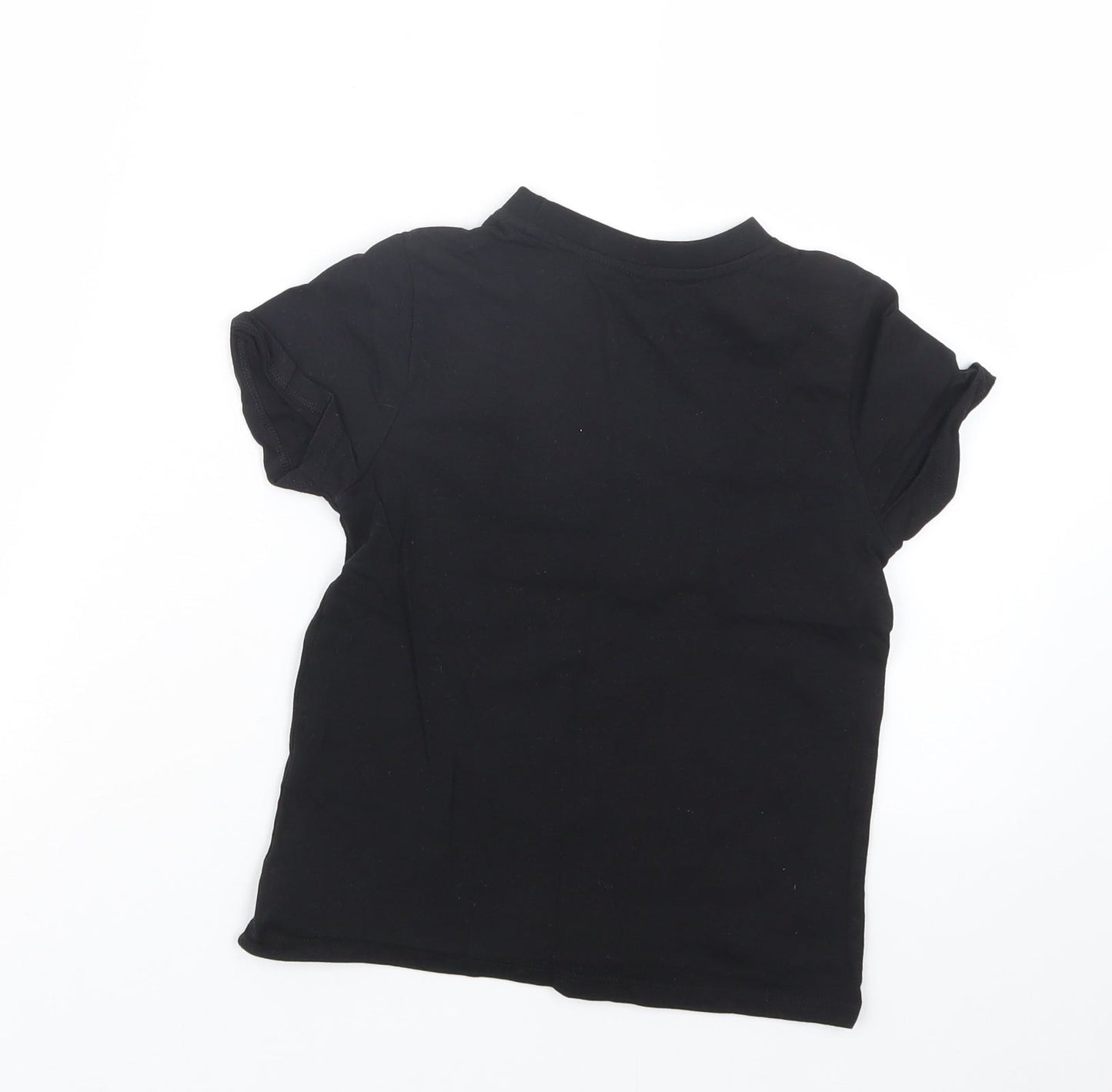 Matalan Girls Black   Basic T-Shirt Size 7 Years  - Christmas