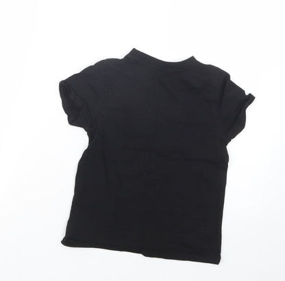 Matalan Girls Black   Basic T-Shirt Size 7 Years  - Christmas