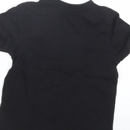 Matalan Girls Black   Basic T-Shirt Size 7 Years  - Christmas