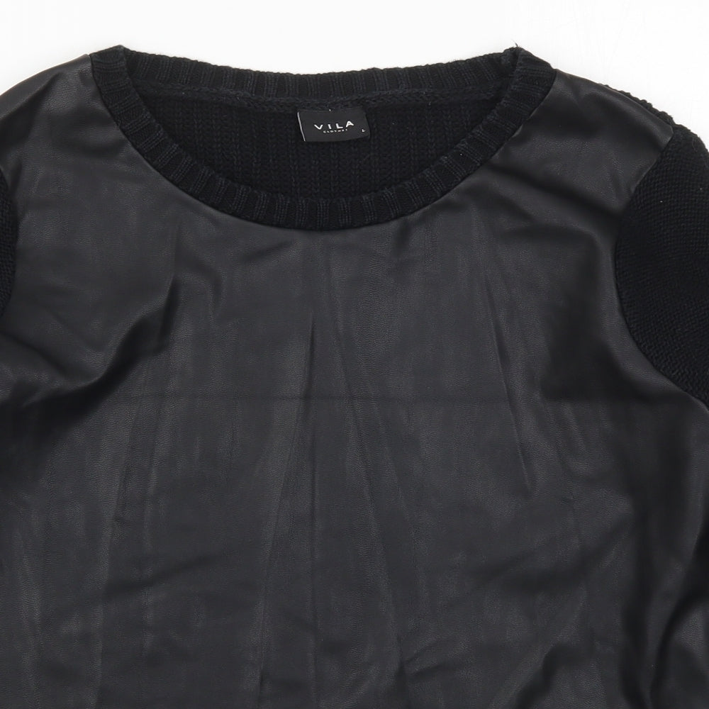VILA Womens Black  Knit Pullover Jumper Size L