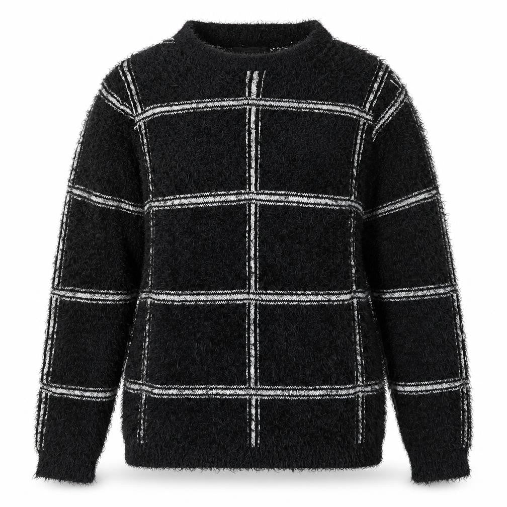 AKD A WEST Womens Black Check Knit Pullover Jumper Size 14