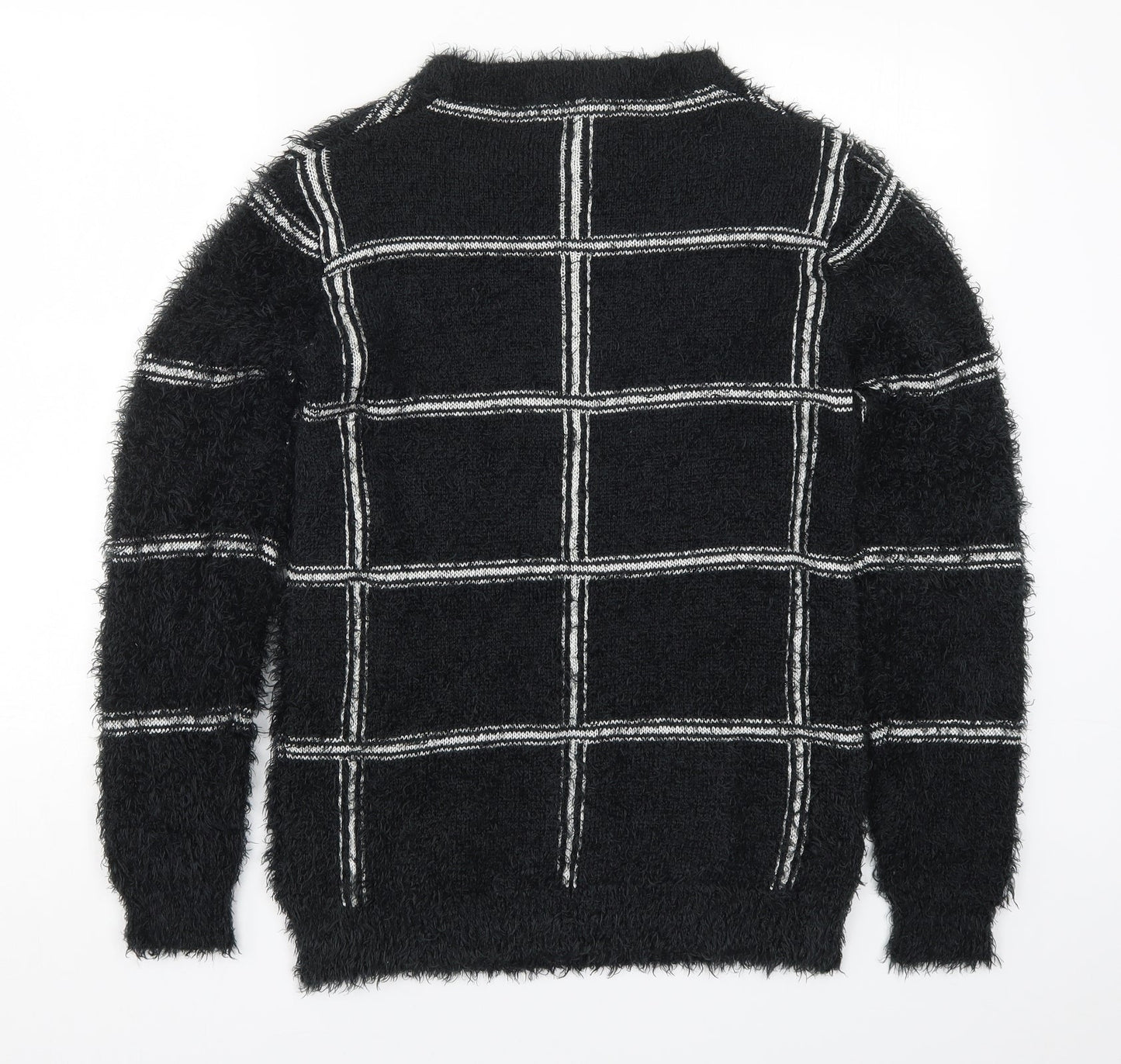 AKD A WEST Womens Black Check Knit Pullover Jumper Size 14