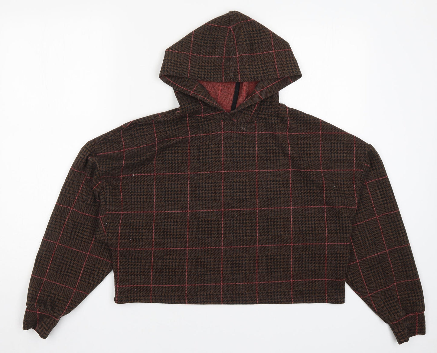 Stradivarius Womens Brown Check  Pullover Hoodie Size M