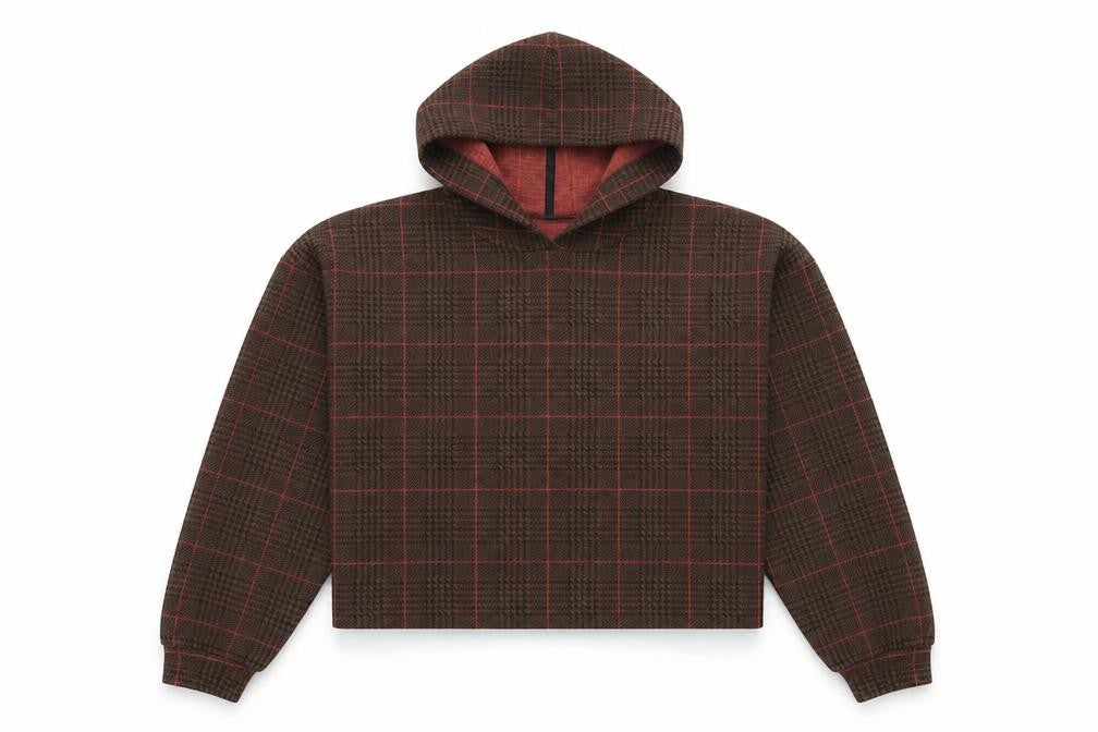 Stradivarius Womens Brown Check  Pullover Hoodie Size M