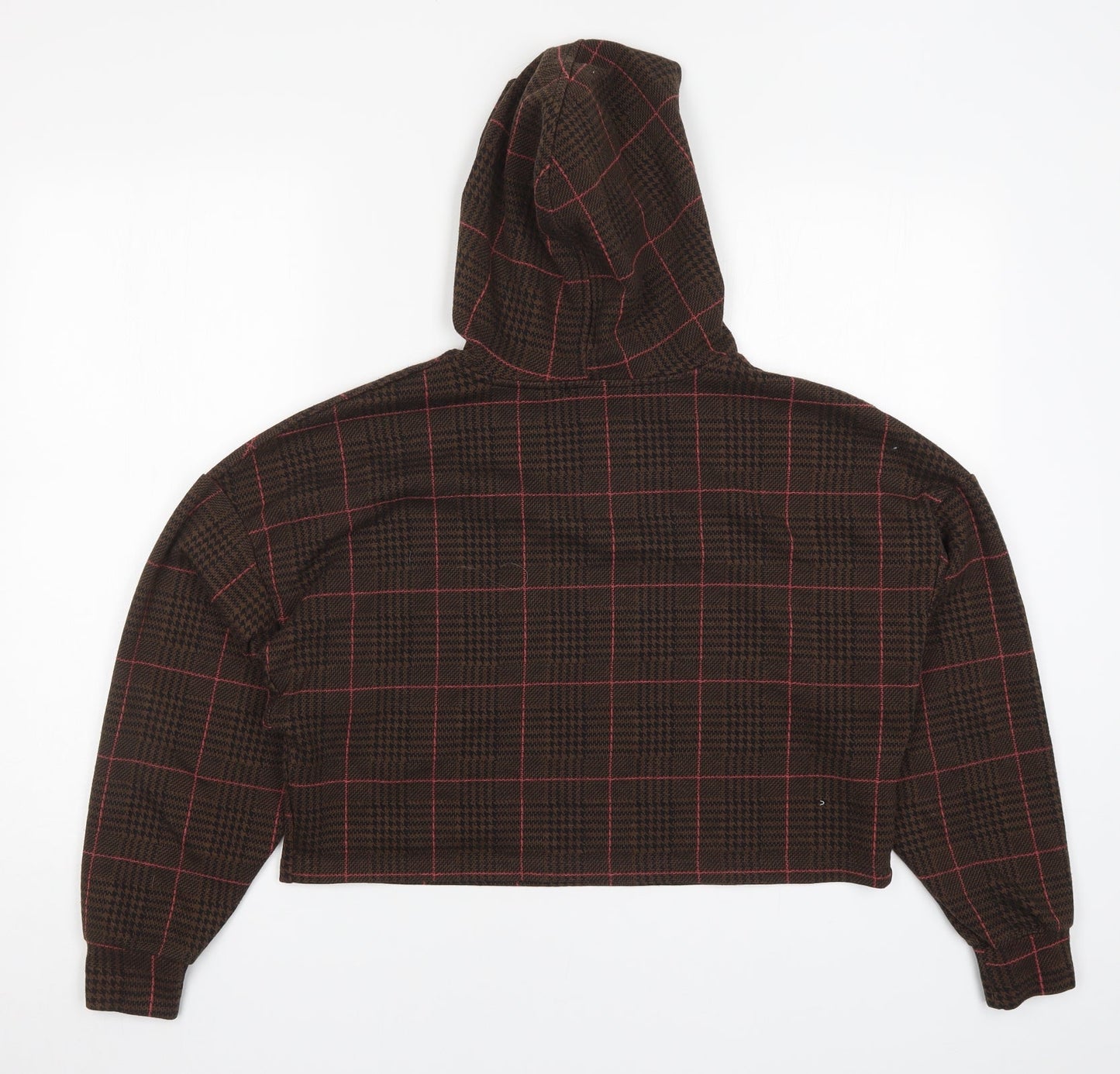 Stradivarius Womens Brown Check  Pullover Hoodie Size M