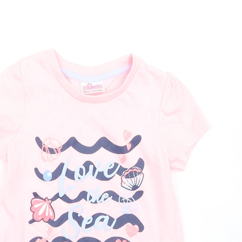 So Cute Girls Pink   Basic T-Shirt Size 18-24 Months