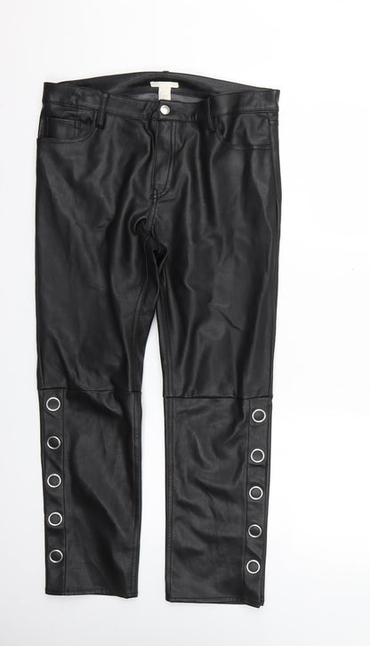 H&M Womens Black   Trousers  Size 12 L25 in
