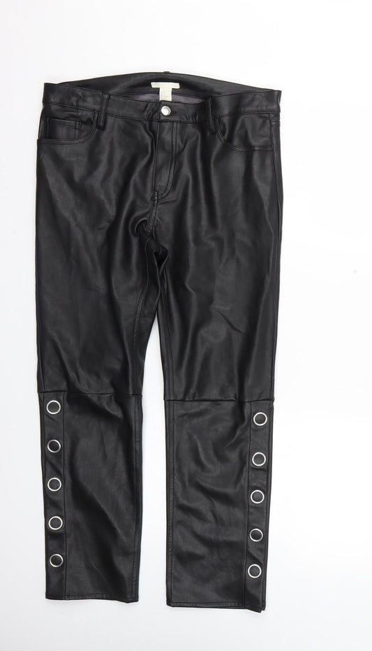 H&M Womens Black   Trousers  Size 12 L25 in