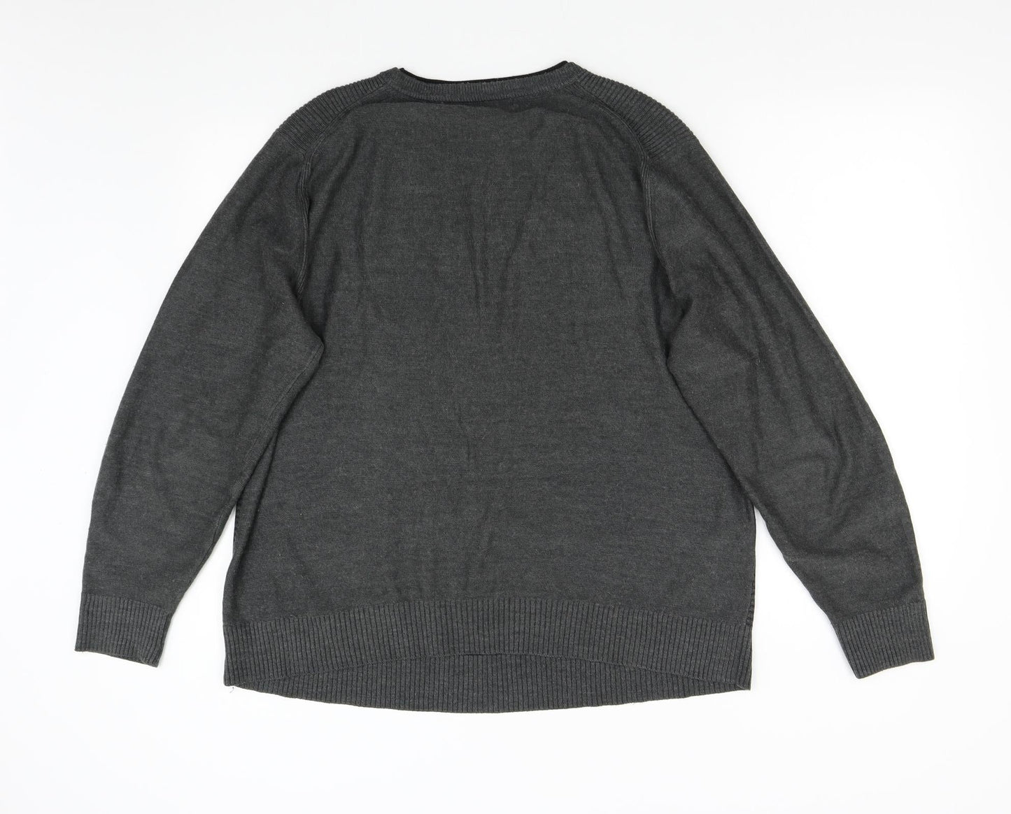 George Mens Grey Striped Knit Pullover Jumper Size L