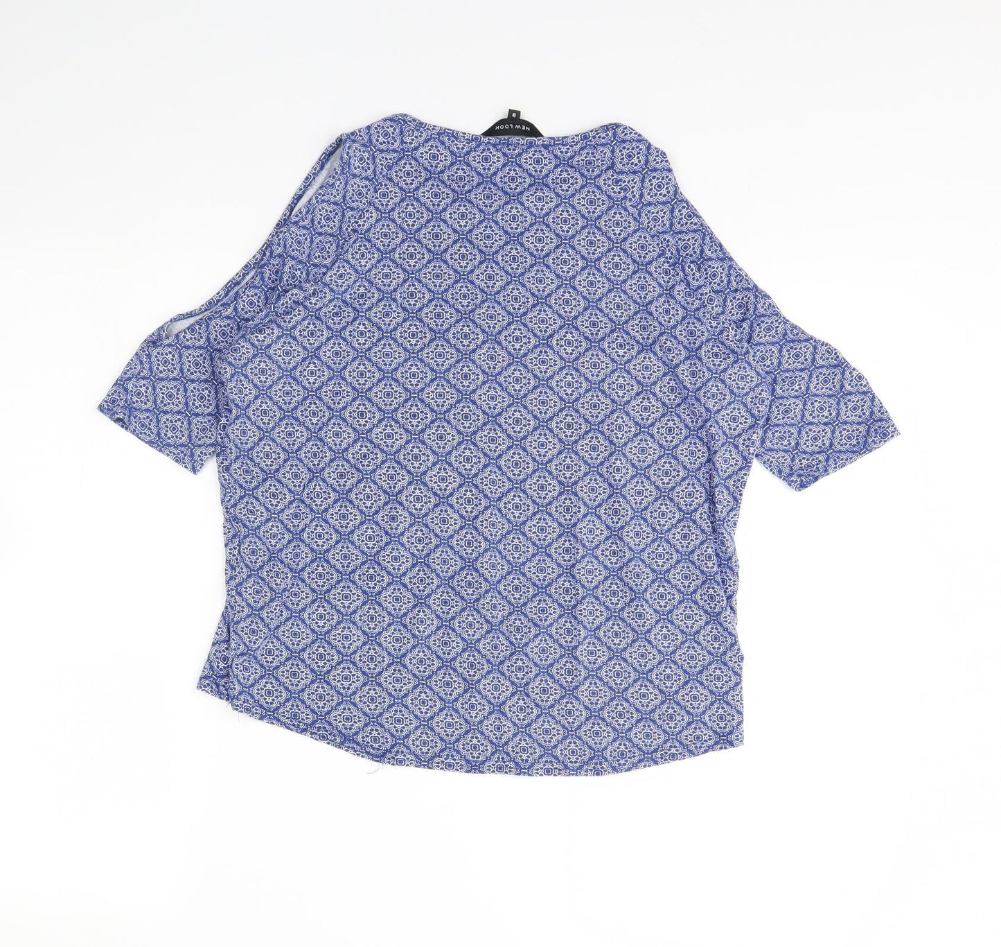 New Look Womens Blue Geometric  Basic Blouse Size 8