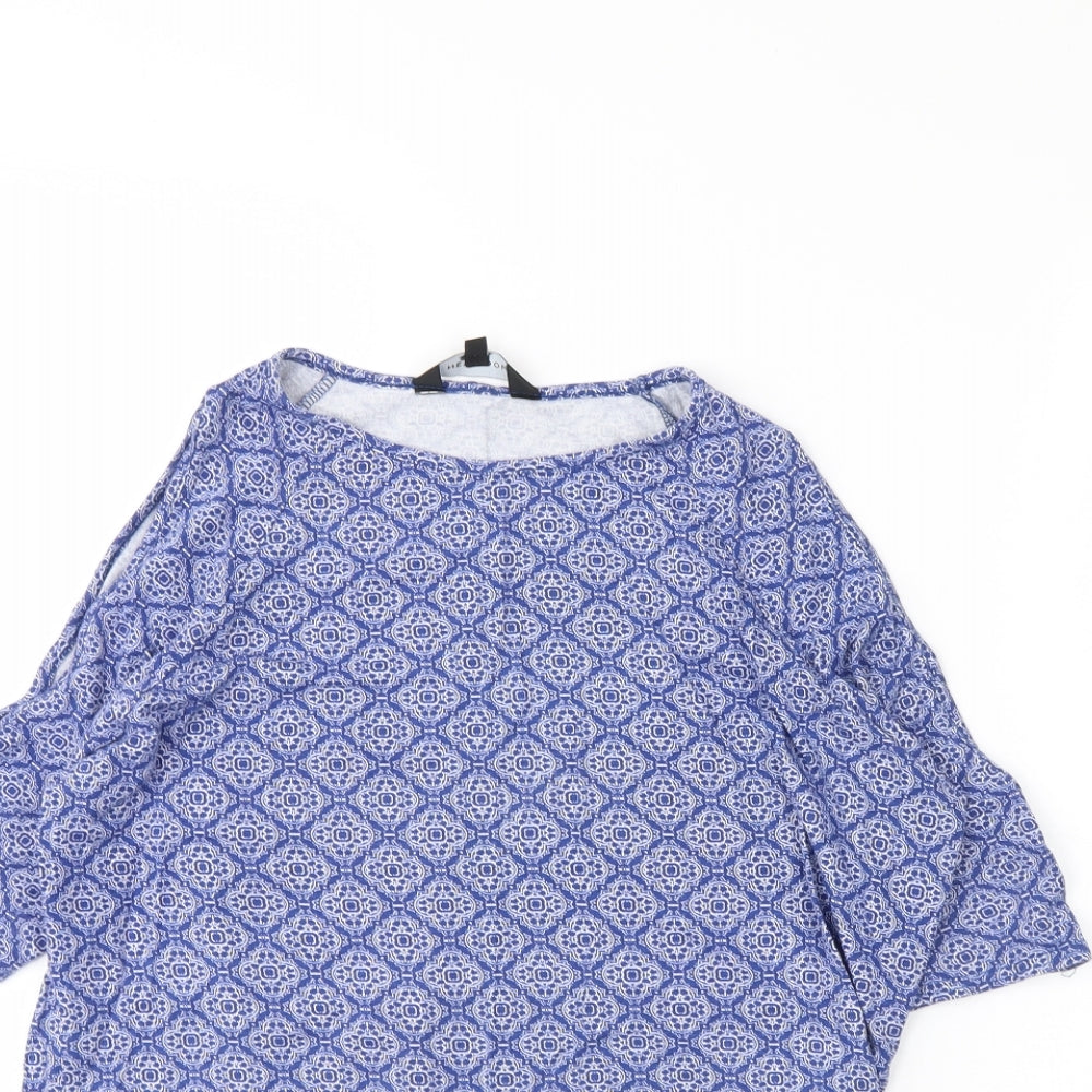 New Look Womens Blue Geometric  Basic Blouse Size 8