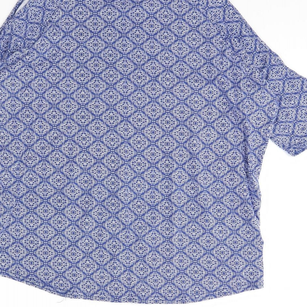 New Look Womens Blue Geometric  Basic Blouse Size 8