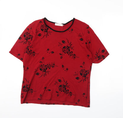 Bonmarché Womens Red Floral Basic Blouse Size M