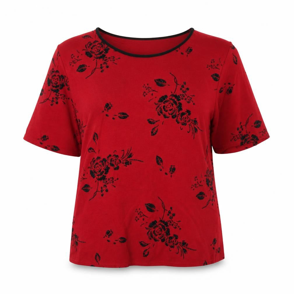 Bonmarché Womens Red Floral Basic Blouse Size M
