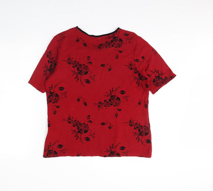 Bonmarché Womens Red Floral Basic Blouse Size M