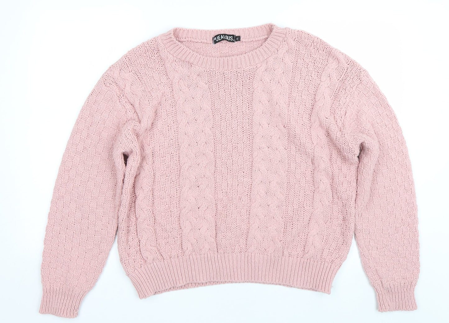 be jealous Womens Pink Check  Pullover Jumper Size XL