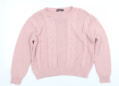 Preloved be jealous Womens Pink Check  Pullover Jumper Size XL - Front