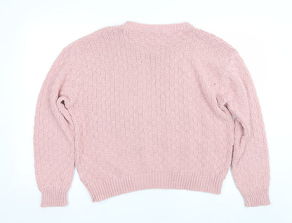 Preloved be jealous Womens Pink Check  Pullover Jumper Size XL - Back