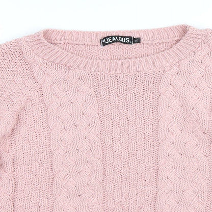 Preloved be jealous Womens Pink Check  Pullover Jumper Size XL - Detail