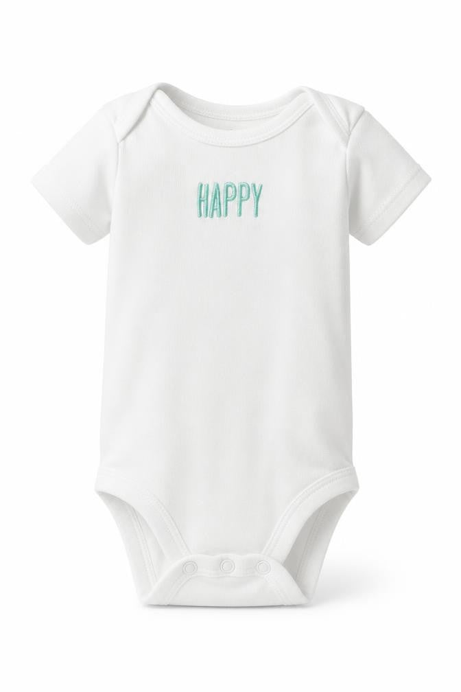 Carters Baby White   Romper One-Piece Size Newborn  - Happy