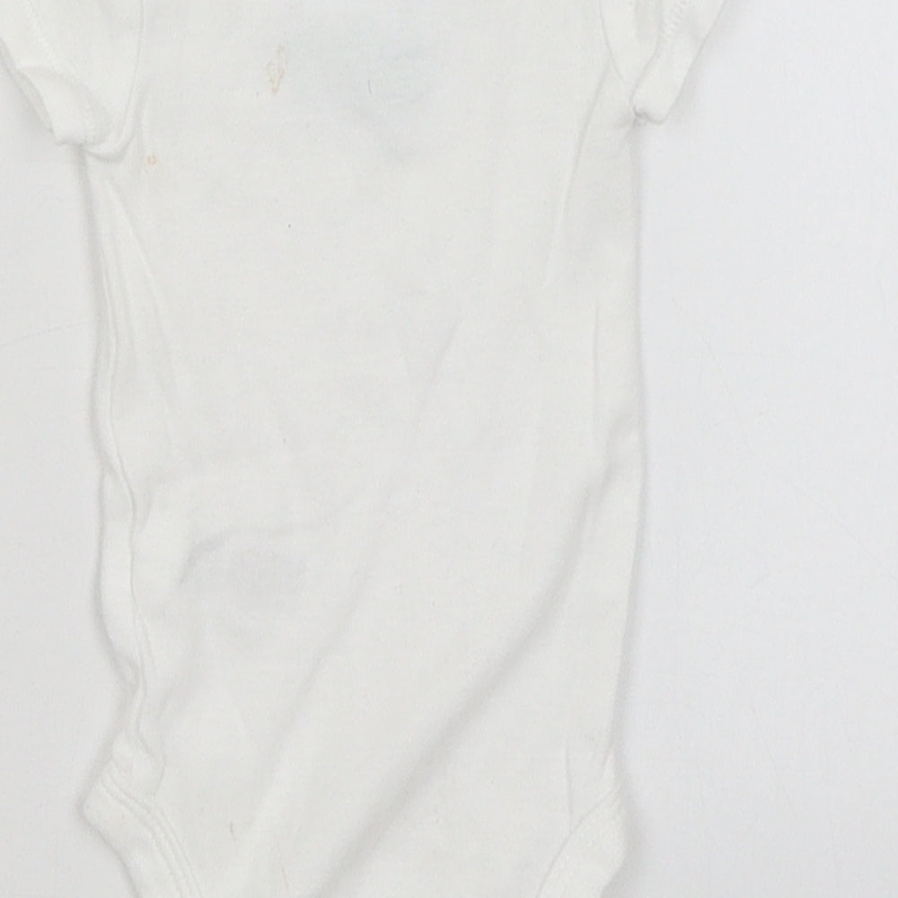 Carters Baby White   Romper One-Piece Size Newborn  - Happy