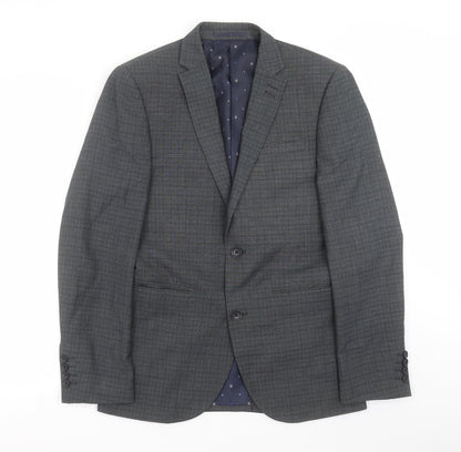 Next Mens Grey Check  Jacket Suit Jacket Size 36
