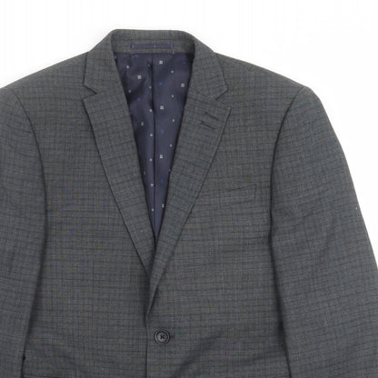 Next Mens Grey Check  Jacket Suit Jacket Size 36