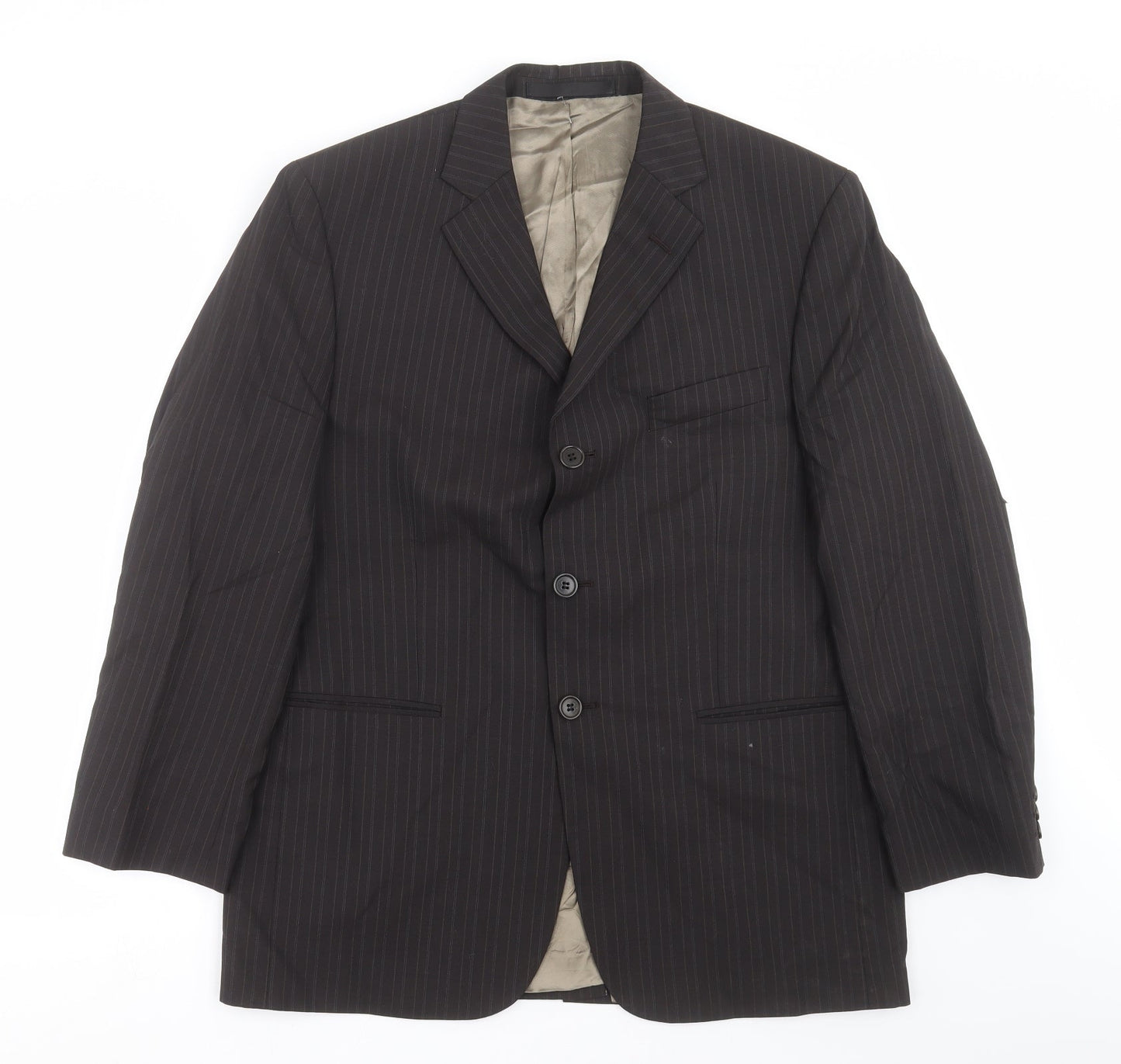 Preworn Mens Brown Striped  Jacket Suit Jacket Size 42