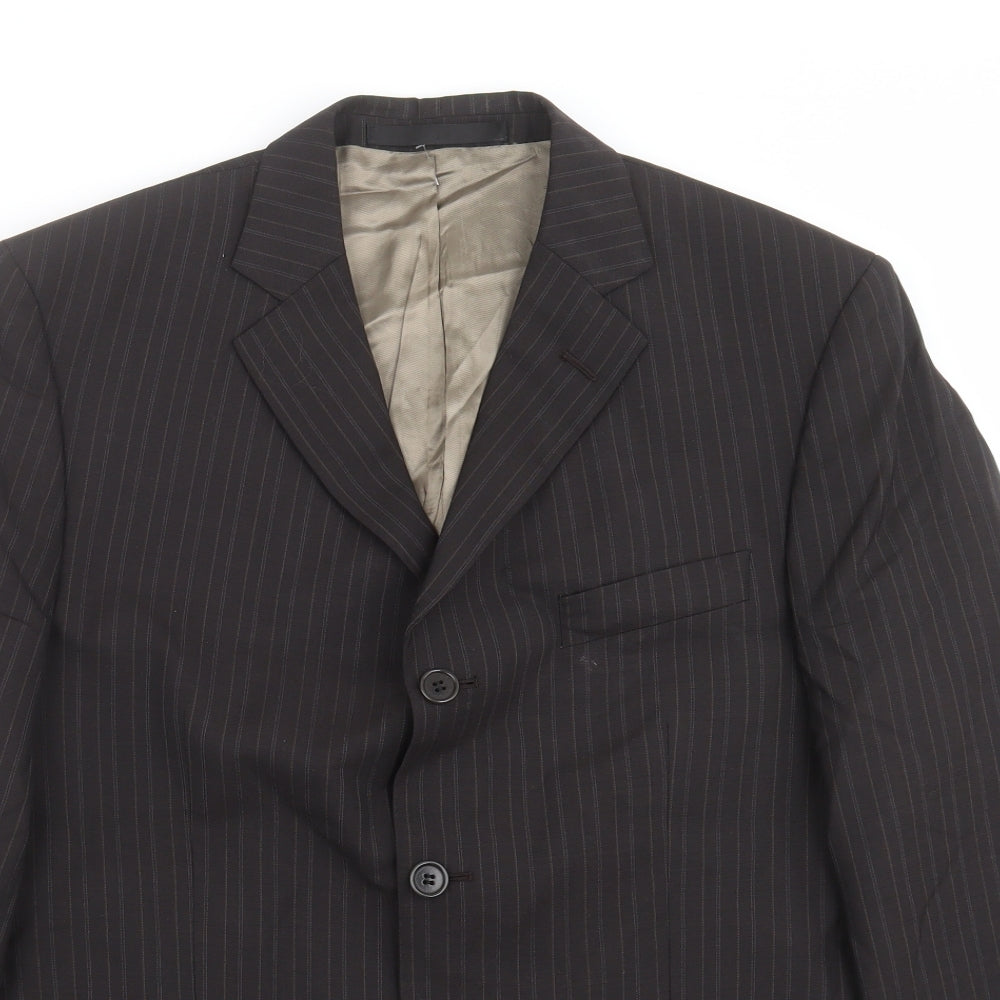 Preworn Mens Brown Striped  Jacket Suit Jacket Size 42