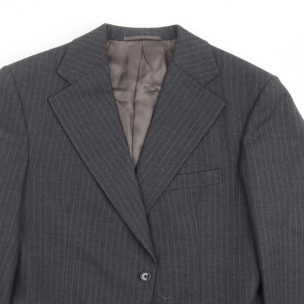 john atkinson Mens Grey Striped  Jacket Suit Jacket Size 38