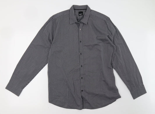 gibson  Mens Black Striped   Button-Up Size 16.5