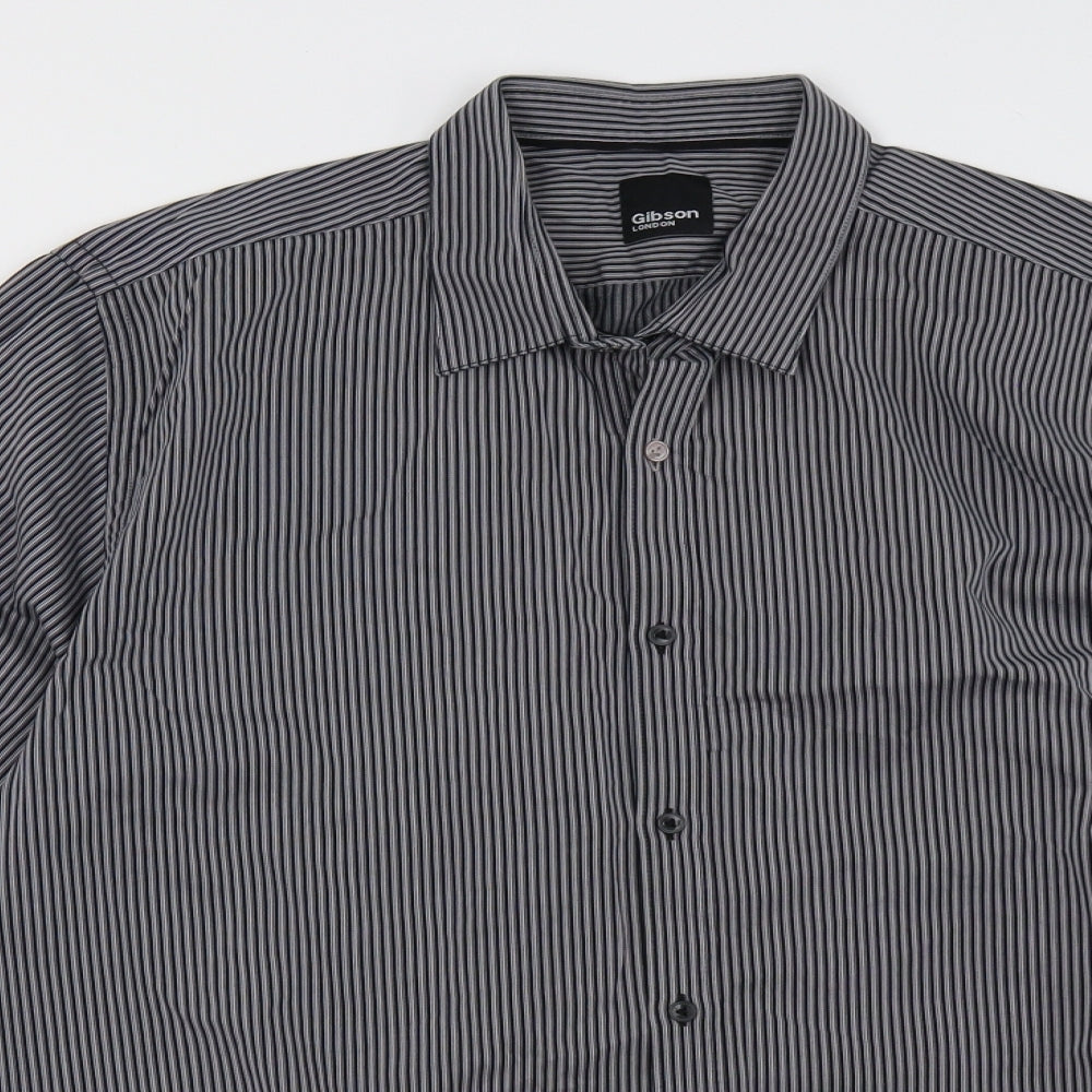 gibson  Mens Black Striped   Button-Up Size 16.5