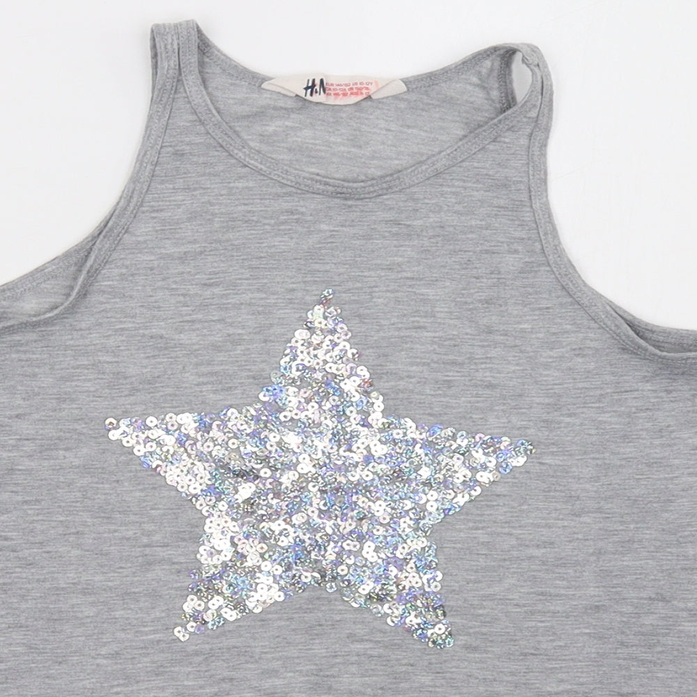 H&M Girls Grey   Basic Tank Size 11 Years